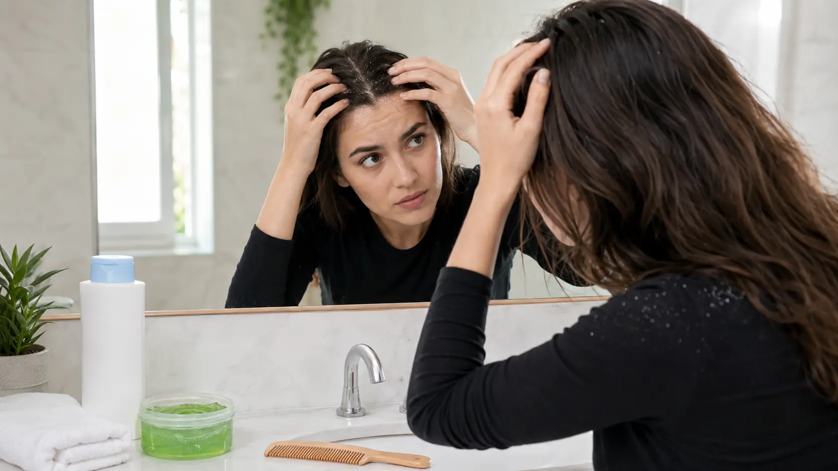 Scalp Check in the Bathroom